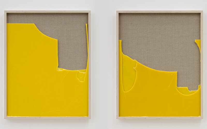 wax, pigments, canvas, framed
