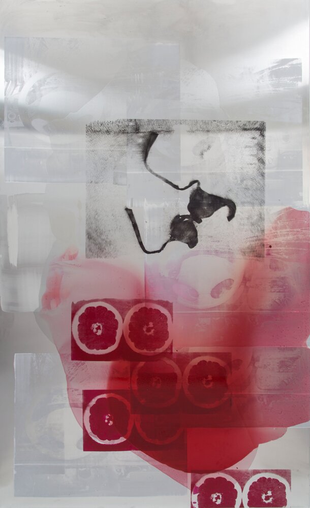 Silkscreen print, car lacquer on aluminium panel