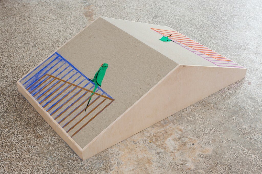 Wood, sand, pigment
