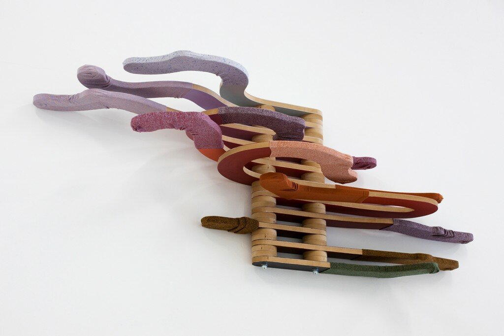 MDF, acrylic paint, socks